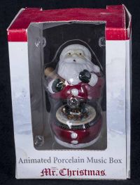 Mr Christmas Porcelain Animated Santa Claus Music Box